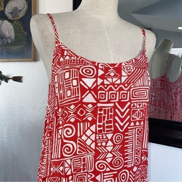 Womens Printed Scoop Neck Sleeveless Spaghetti Strap Midi Maxi Dress Orange Sz M - Picture 10 of 10